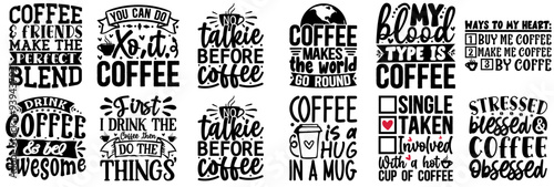 Colourful Coffee Lover Calligraphic Lettering, Labels And Badges Bundle Vector Illustration for Social Media Post, Advertisement, Wrapping Paper