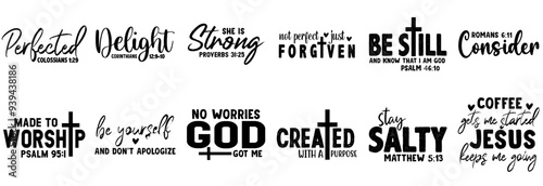 Simple Christian Inscriptions, Quotes Pack Vector Illustration for Bookmark, Packaging, Printable