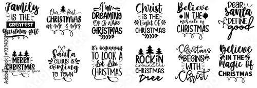 Modern Christmas Trendy Retro Style Illustration, Typographic Emblems Set Vector Illustration for Greeting Card, Flyer, Vouchers