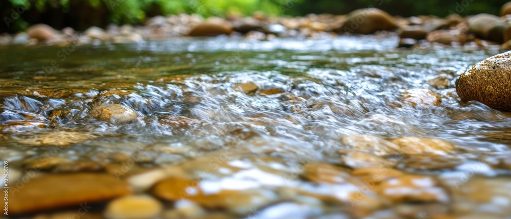 background of water. a clear and bubbling stream flowing over smooth pebbles background of water. a clear and bubbling stream flowing over smooth pebbles