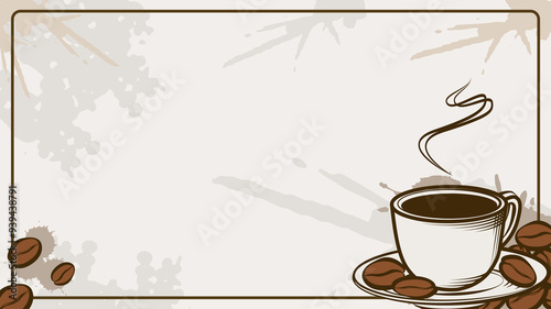 cup of coffee and coffee beans background design with copy space for your text. Fit for your coffee banner, social media post, cafe pricelist and menu book background.