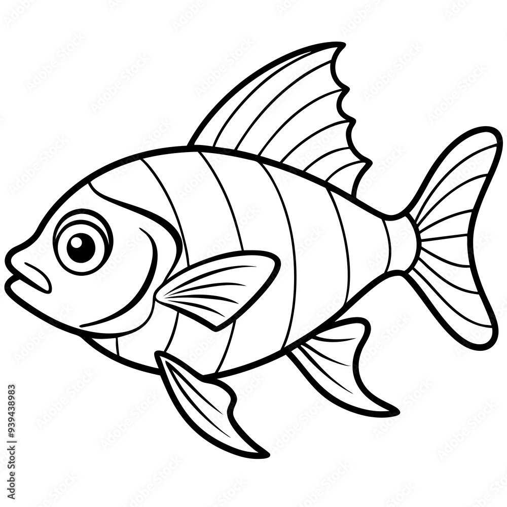 fish black and white. generative AI. fish black and white. generative AI.