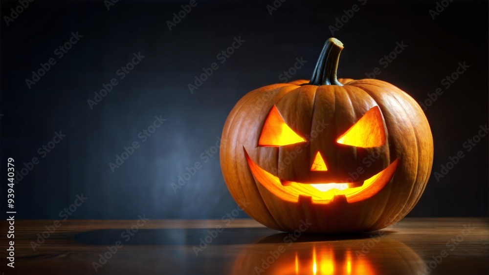 Halloween carved pumpkin glow on black matte background, simple spooky design, minimalistic composition, background for website Halloween carved pumpkin glow on black matte background, simple spooky design, minimalistic composition, background for website