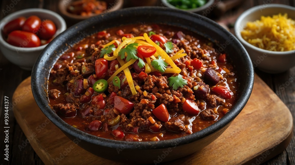 stock photography sizzling chili con carne prepared aesthetically with a background of wooden table stock photography sizzling chili con carne prepared aesthetically with a background of wooden table