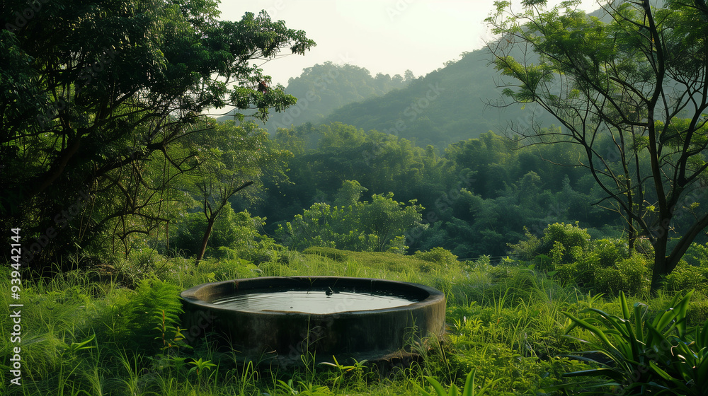 Fototapeta premium A water reservoir among the greenery