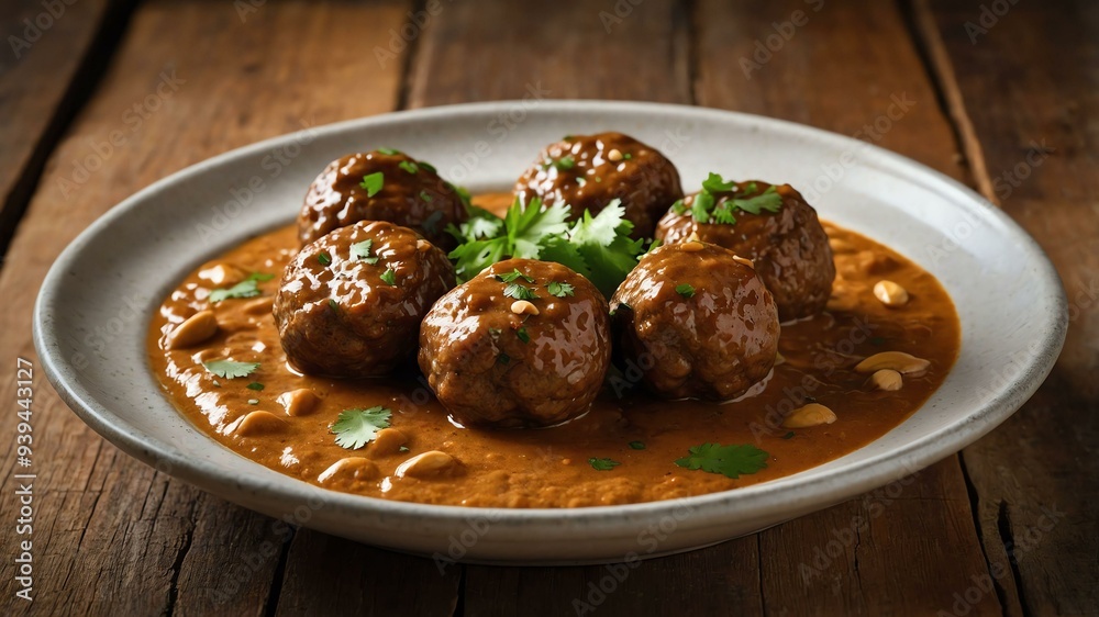 stock photography sizzling lamb kofta with peanut sauce prepar prepared aesthetically with a background of wooden table stock photography sizzling lamb kofta with peanut sauce prepar prepared aesthetically with a background of wooden table