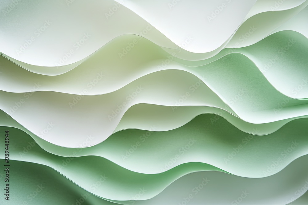 Abstract background of soft white and green wavy paper layers. Abstract background of soft white and green wavy paper layers.