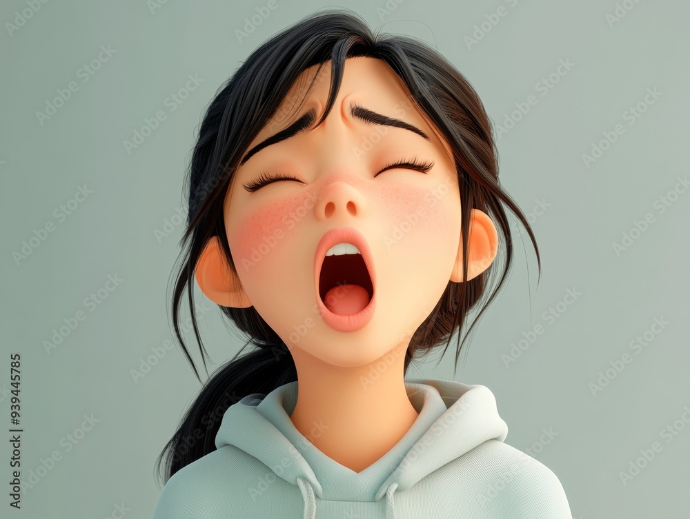 Animated Character Yawning Animated Character Yawning