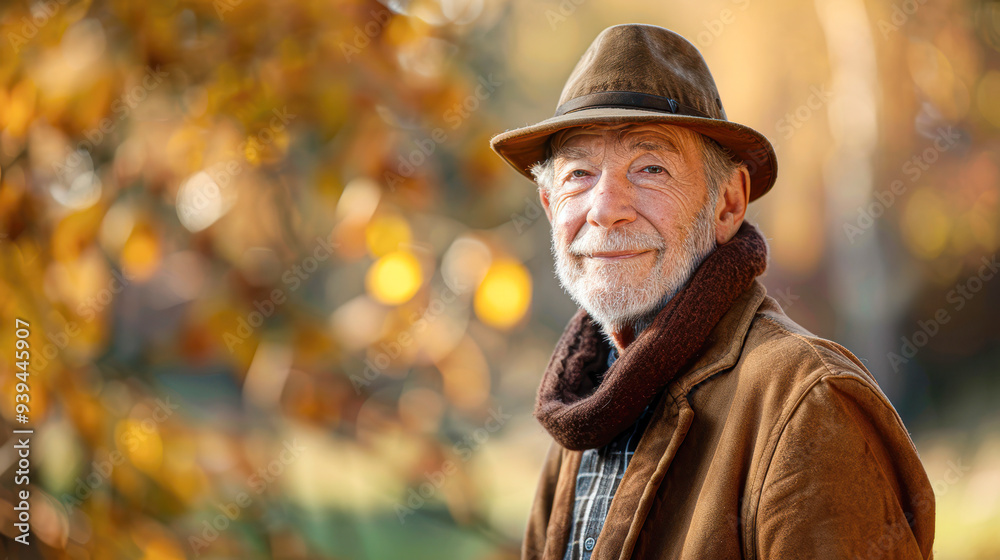 Cheerful Elderly Man Enjoying Nature in Park with Grey Hair and Beard, Relaxed and Happy Expression Cheerful Elderly Man Enjoying Nature in Park with Grey Hair and Beard, Relaxed and Happy Expression