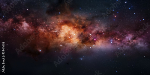 Wallpaper Mural A stunning display of nebulae glowing in hues of red, orange, and purple, filled with stars Torontodigital.ca