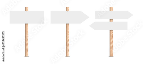wooden sign post set. blank signboard for pointing direction