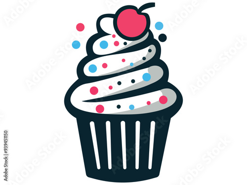 a cupcake with strawberries and Christmas Cake