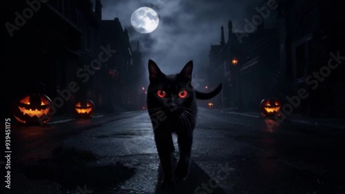 Wallpaper Mural halloween cat night background Torontodigital.ca