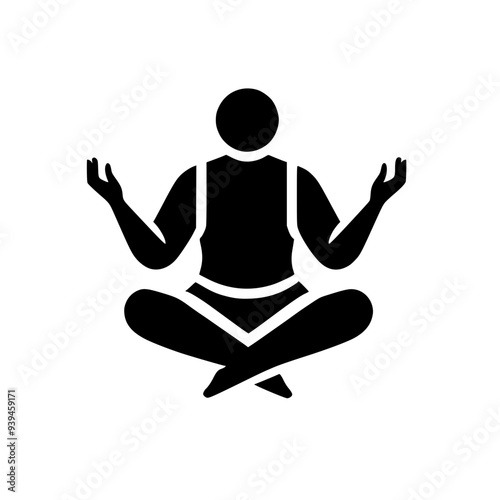 Meditation icon silhouette of a person in yoga position