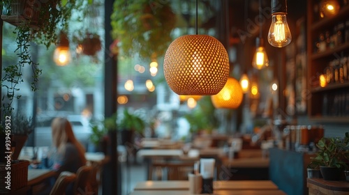 Cozy Cafe Interior with Warm Lighting