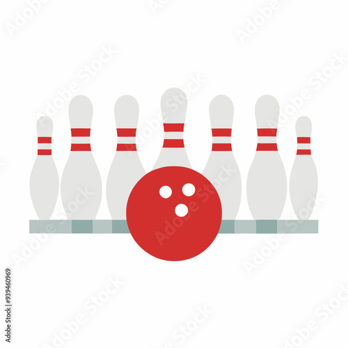 Bowling in flat style on a isolated white background (10)