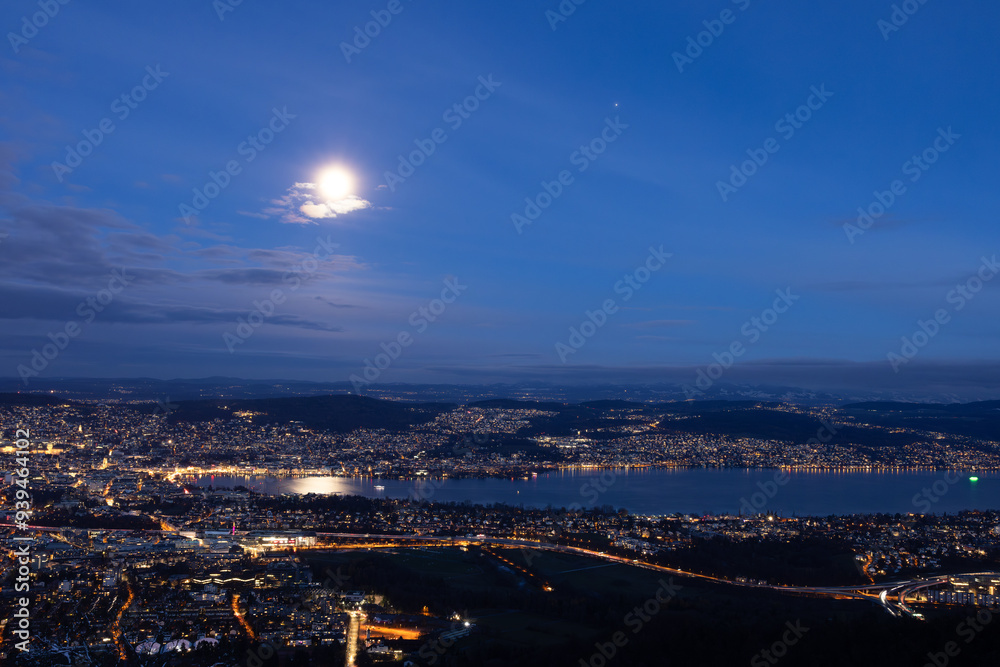 Obraz premium Zurych nocą