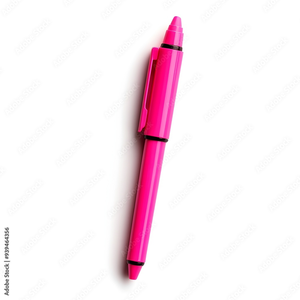 Vibrant pink highlighter lying flat at the center of a clean minimalist white background The office supply is showcased in a simple studio style setup highlighting its color and versatile design Vibrant pink highlighter lying flat at the center of a clean minimalist white background The office supply is showcased in a simple studio style setup highlighting its color and versatile design
