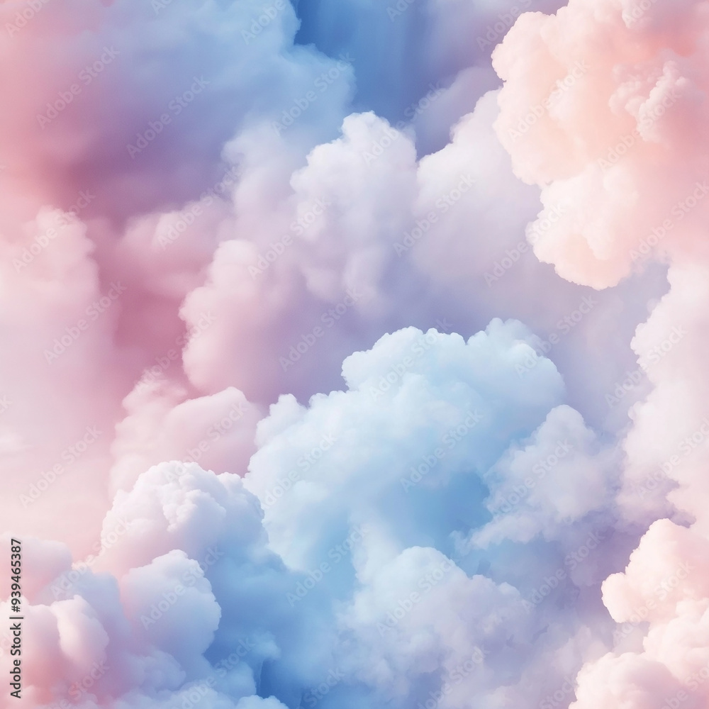A seamless pattern with fluffy clouds in soft shades of pink and blue. The dreamy and calming design captures the essence of a peaceful sky. A seamless pattern with fluffy clouds in soft shades of pink and blue. The dreamy and calming design captures the essence of a peaceful sky.