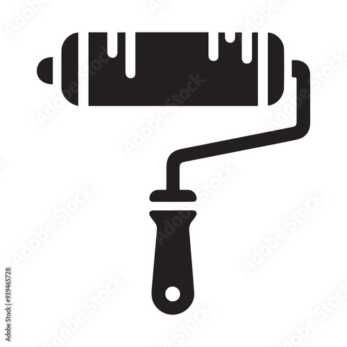 Paint Roller Icon Black and White Graphic for Painting Projects and Interior Design Applications