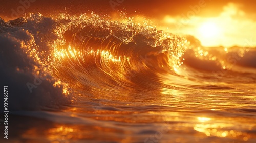Fototapeta Naklejka Na Ścianę i Meble -  Golden Wave at Sunset