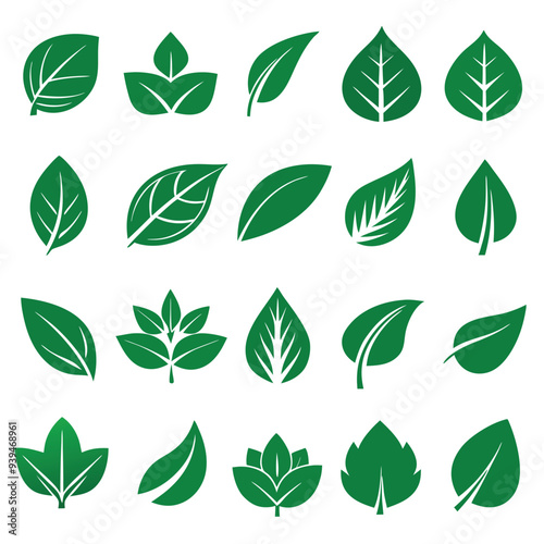 Set of different style simple tree leaves icon set vector illustrations on a white background