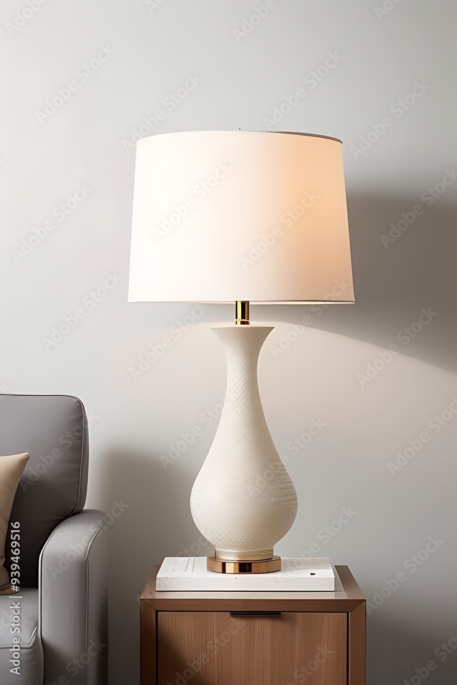 Lamp illuminating a cozy table with warm light. Lamp illuminating a cozy table with warm light.