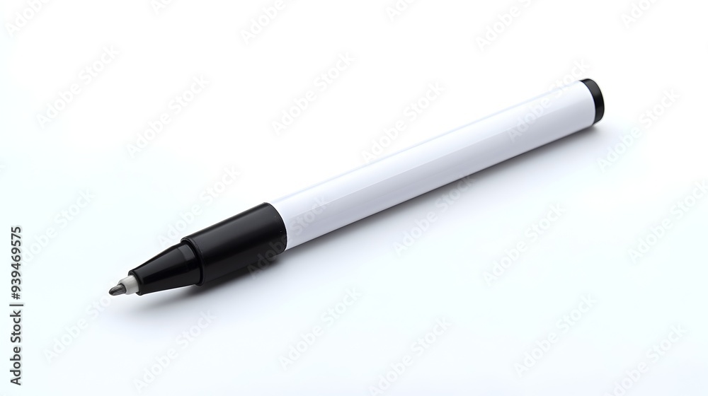 Whiteboard marker with cap off isolated on a clean white background This simple minimalist image can be used for various business education or creative presentations Whiteboard marker with cap off isolated on a clean white background This simple minimalist image can be used for various business education or creative presentations