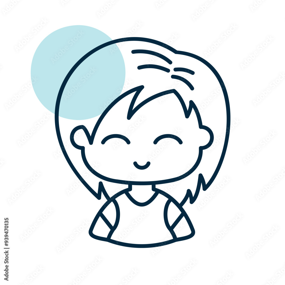 Beautiful young woman with short hair vector icon Beautiful young woman with short hair vector icon