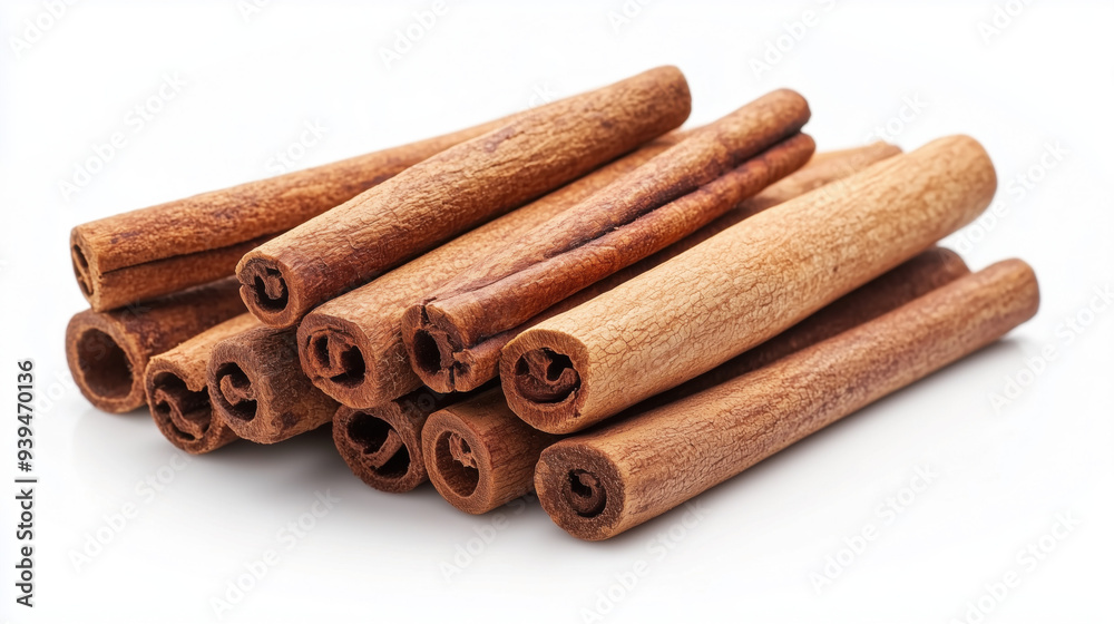 Pile of cinnamon sticks isolated on a white background Pile of cinnamon sticks isolated on a white background