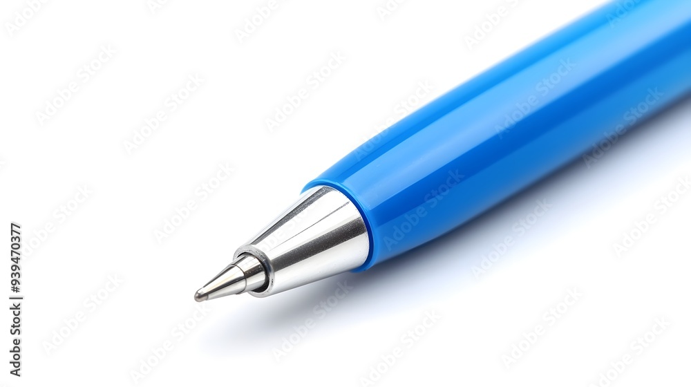 A closeup photographic view of a single ballpoint pen with the cap removed isolated on a clean white background with ample copy space This image showcases the essential writing tool in a minimalist A closeup photographic view of a single ballpoint pen with the cap removed isolated on a clean white background with ample copy space This image showcases the essential writing tool in a minimalist