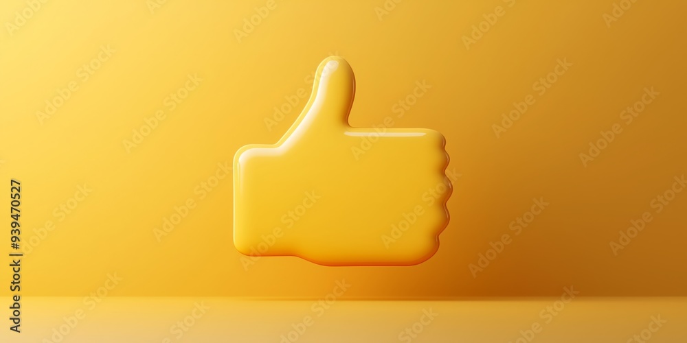 A vibrant yellow thumbs up icon glows softly, creating an inviting atmosphere A vibrant yellow thumbs up icon glows softly, creating an inviting atmosphere