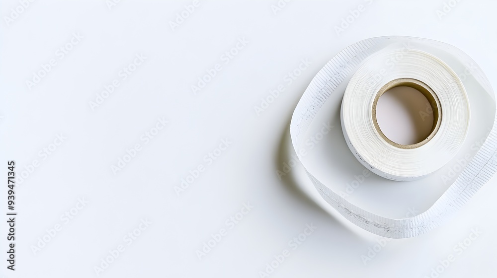 Closeup Photograph of a Roll of Medical Adhesive Tape Isolated on a Plain White Background with Space for Medical Text or Branding