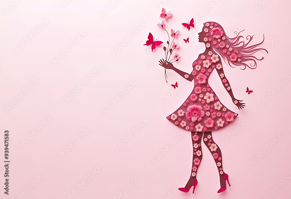 Breast Cancer Awareness Month poster design with a silhouette of a woman's head and flowers. Breast Cancer Awareness Month poster design with a silhouette of a woman's head and flowers.