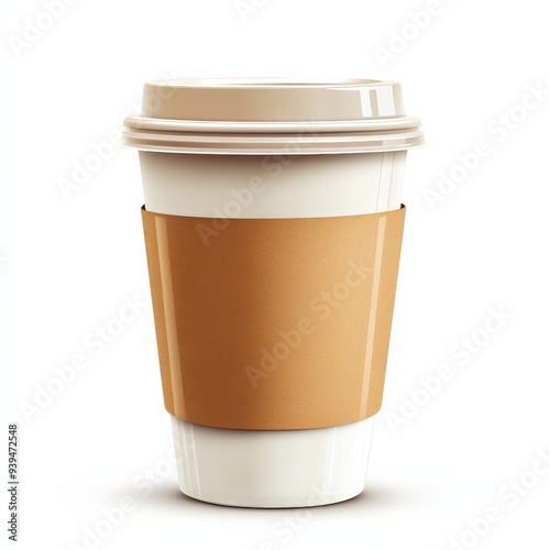 Coffee Break: A simple, clean shot of a disposable coffee cup with a brown paper sleeve. Ideal for branding, marketing, and product mockups. 