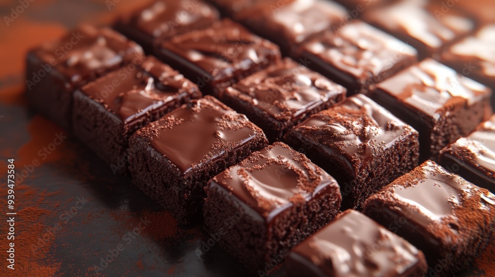 10. Brownies, fudgy chocolate squares, 3D illustration 10. Brownies, fudgy chocolate squares, 3D illustration