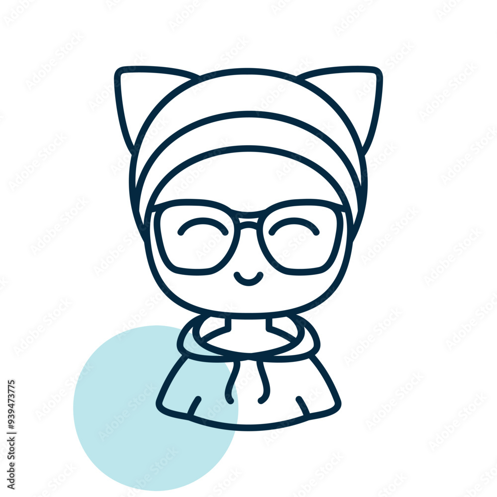 Girl with glasses and ears vector icon Girl with glasses and ears vector icon
