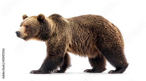 Wallpaper Mural A majestic Brown Bear, a powerful creature of the wild, stands on white background. Torontodigital.ca