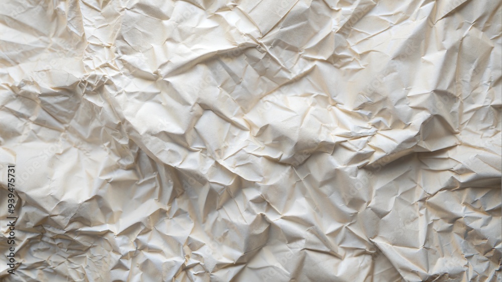 Obraz premium Crumpled paper texture, wrinkled beige sheet, distressed recycled paper background