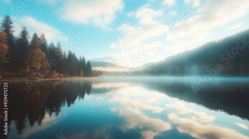 Misty Lake Reflections