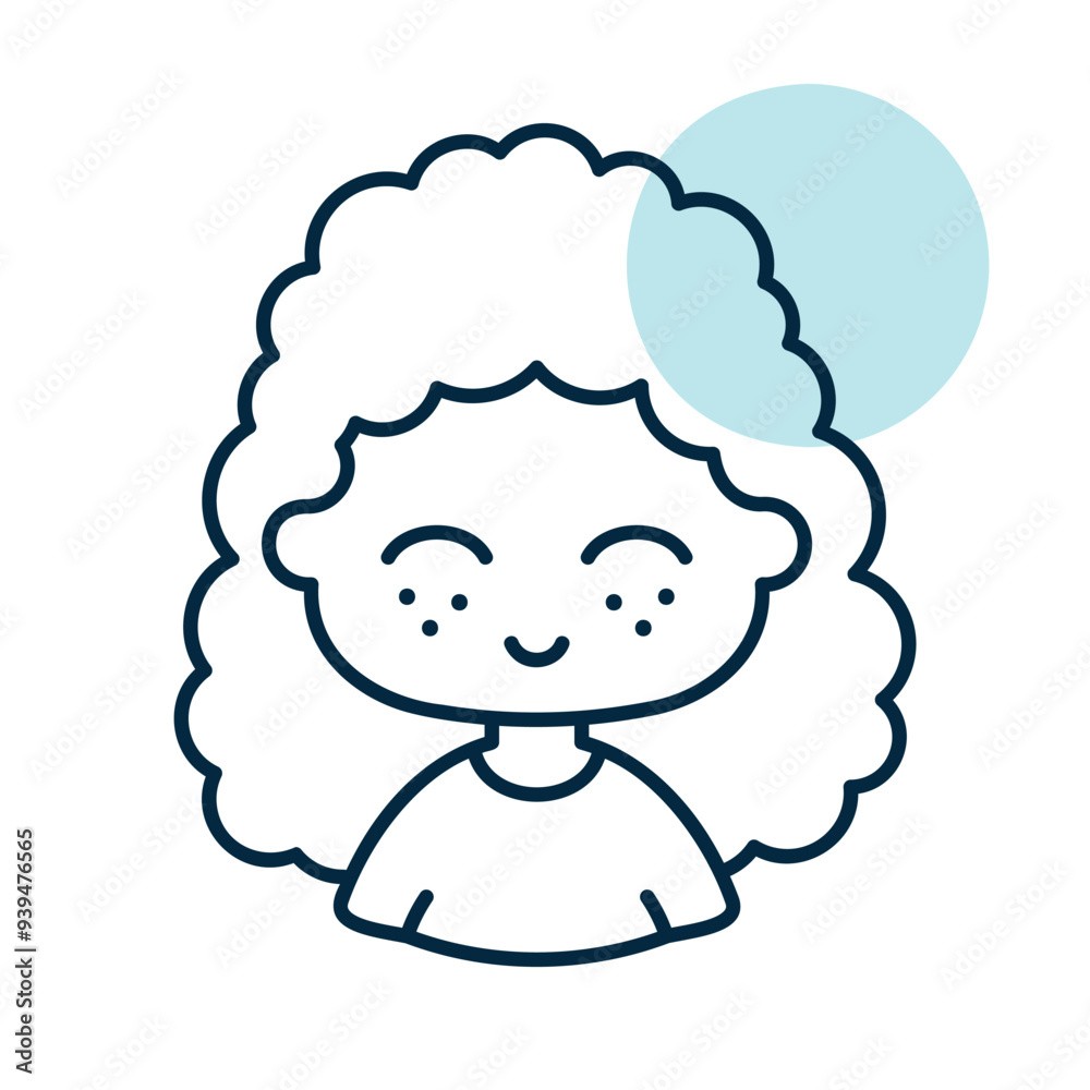 Woman girl with curly hairstyle vector icon Woman girl with curly hairstyle vector icon
