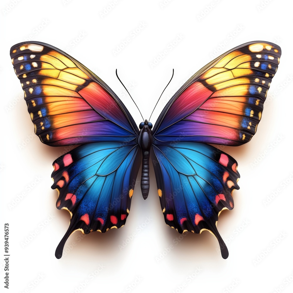 A butterfly clipart, nature element, vibrant design, multiple colors, isolated on white background A butterfly clipart, nature element, vibrant design, multiple colors, isolated on white background