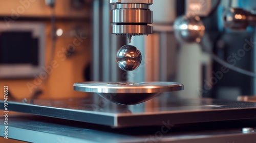 Scientific Laboratory Setup Showing Levitating Superconductor Above Magnetic Track photo