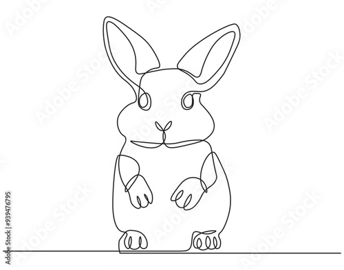 Continuous line drawing of rabbit vector illustration. Single line drawing of rabbit. Mammal animal concept continuous line. Editable outline
