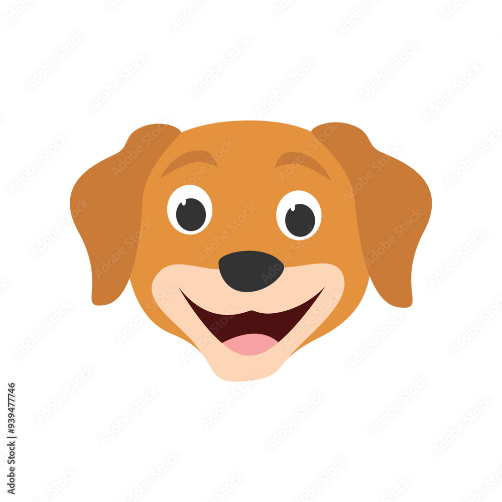 Charming Cartoon Dog Head Vector Illustration Charming Cartoon Dog Head Vector Illustration