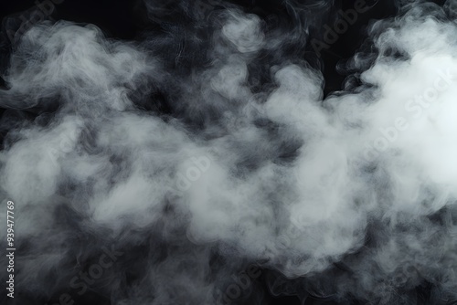 The image is of a thick, dark cloud of smoke with a white background