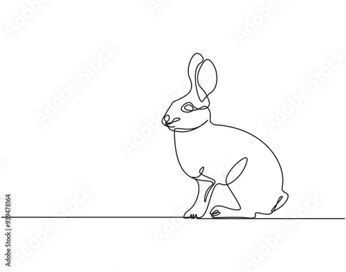 Continuous line drawing of rabbit vector illustration. Single line drawing of rabbit. Mammal animal concept continuous line. Editable outline