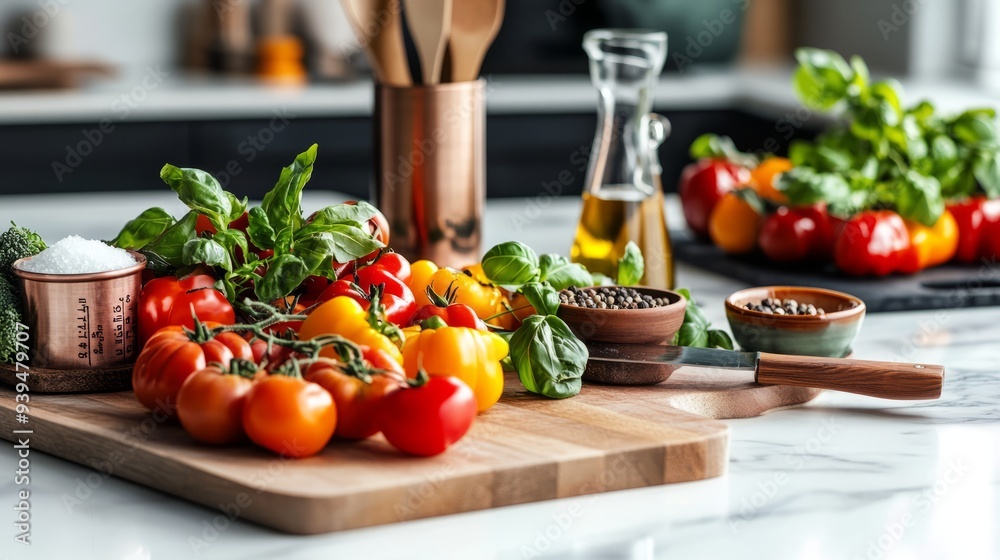wooden chopping board with fresh vegetables wooden chopping board with fresh vegetables