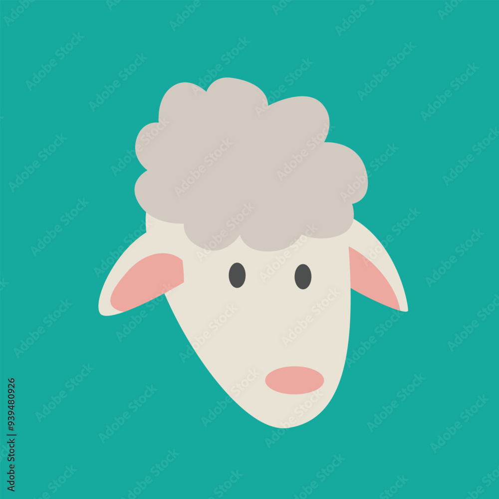 Sheep Head Vector Illustration in Modern Style Sheep Head Vector Illustration in Modern Style