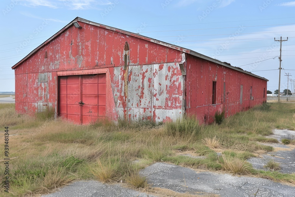 Abandoned Red Metal Building with Peeling Paint Abandoned Red Metal Building with Peeling Paint